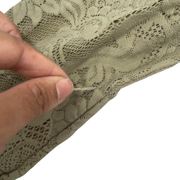 J. Jill Blouse Women's Medium Petite Green Long Sleeve Lace Top - Picture 8 of 10